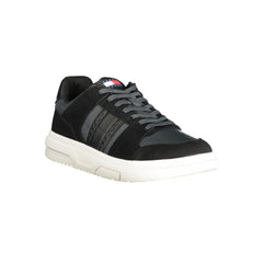 Tommy Hilfiger Black Leather Men Sneaker Tommy Hilfiger Retail Flare