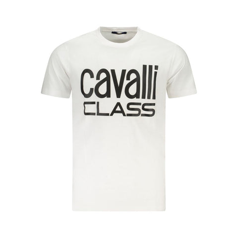 Cavalli Class White Cotton Men T-Shirt