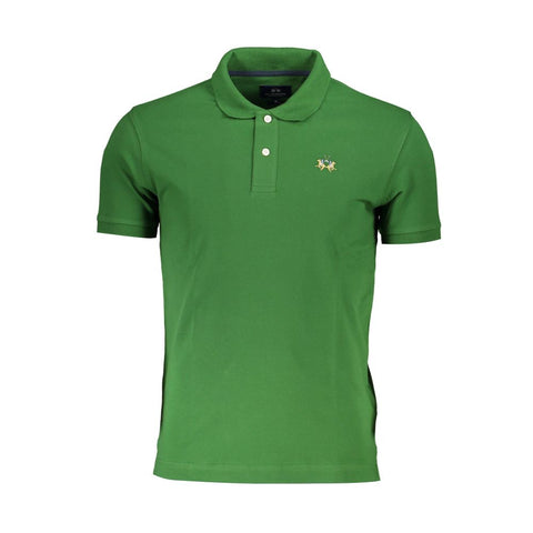 La Martina Green Cotton Men Polo Shirt La Martina Retail Flare