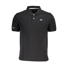La Martina Black Cotton Men Polo Shirt La Martina Retail Flare