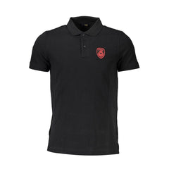 Cavalli Class Black Cotton Men Polo Shirt Cavalli Class Retail Flare