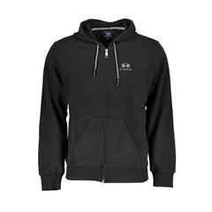 La Martina Sleek Hooded Cotton Sweatshirt in Black La Martina Retail Flare