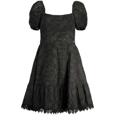 Guess Jeans Black Cotton Women Dress Guess Jeans Retail Flare
