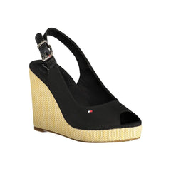 Tommy Hilfiger Black Cotton Women Sandal Tommy Hilfiger Retail Flare