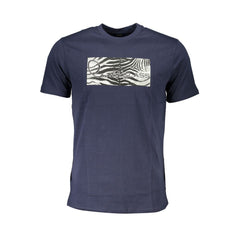 Cavalli Class Blue Cotton T-Shirt Cavalli Class Retail Flare