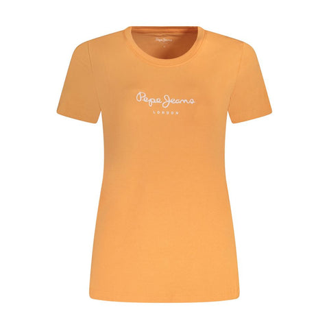 Pepe Jeans Orange Cotton Tops & T-Shirt Pepe Jeans Retail Flare