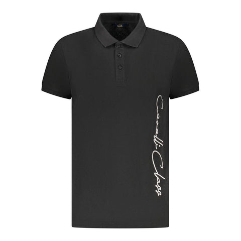 Cavalli Class Black Cotton Men Polo Shirt Cavalli Class Retail Flare