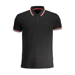 Cavalli Class Black Cotton Polo Shirt Cavalli Class Retail Flare