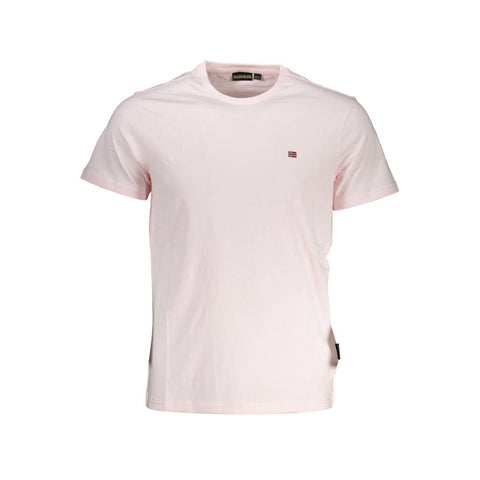 Napapijri Pink Cotton Men T-Shirt Napapijri Retail Flare