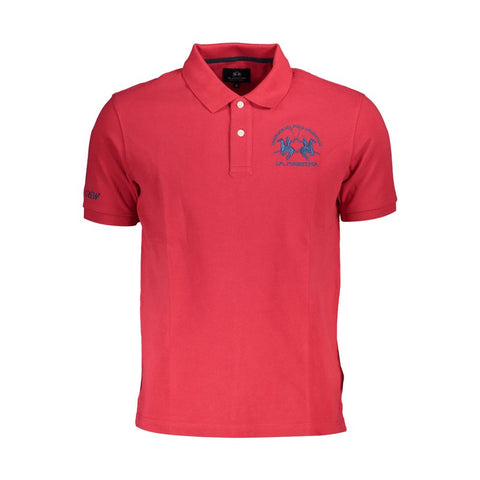 La Martina Red Cotton Men Polo Shirt La Martina Retail Flare