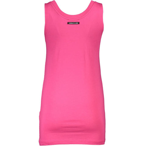Cavalli Class Pink Cotton Women Tank Top Cavalli Class Retail Flare