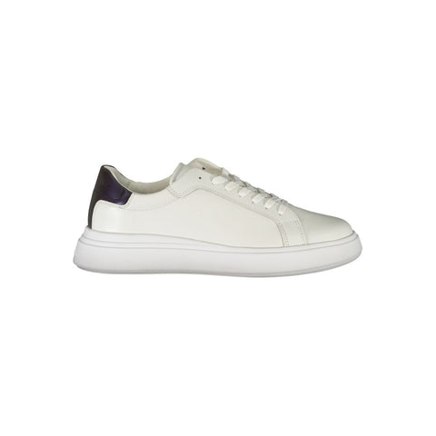 Calvin Klein Sleek White Contrast Lace-Up Sneakers Calvin Klein Retail Flare