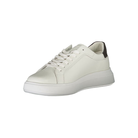 Calvin Klein Sleek White Contrast Lace-Up Sneakers Calvin Klein Retail Flare