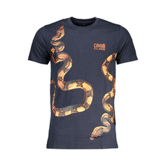 Cavalli Class Blue Cotton T-Shirt Cavalli Class Retail Flare