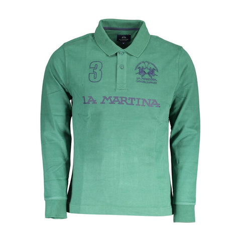 La Martina Green Cotton Men Polo Shirt La Martina Retail Flare