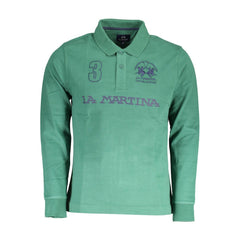 La Martina Green Cotton Men Polo Shirt La Martina Retail Flare