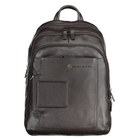 Piquadro Brown Leather Men Backpack Piquadro Retail Flare