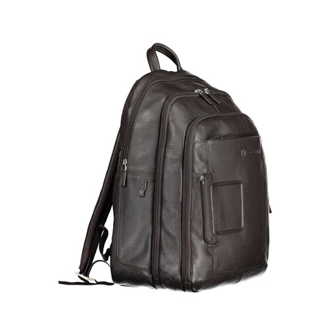 Piquadro Brown Leather Men Backpack Piquadro Retail Flare