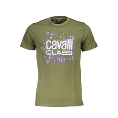 Cavalli Class Green Cotton T-Shirt Cavalli Class Retail Flare