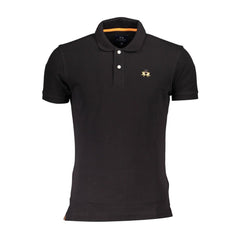 La Martina Black Cotton Men Polo Shirt La Martina Retail Flare
