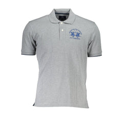 La Martina Gray Cotton Men Polo Shirt La Martina Retail Flare