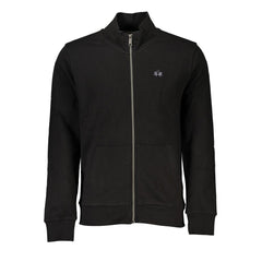 La Martina Sleek Black Cotton Zip Sweater La Martina Retail Flare