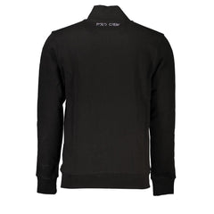 La Martina Sleek Black Cotton Zip Sweater La Martina Retail Flare