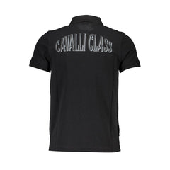 Cavalli Class Black Cotton Men Polo Shirt Cavalli Class Retail Flare