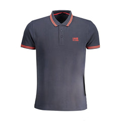 Cavalli Class Blue Cotton Polo Shirt Cavalli Class Retail Flare
