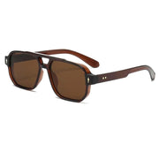 Retro Double Beam Sunnies Leopard Print Eyewear PC Unisex Polarized Sunglasses Square Frame Lightweight Anti-UV Glasses Men
