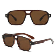 Retro Double Beam Sunnies Leopard Print Eyewear PC Unisex Polarized Sunglasses Square Frame Lightweight Anti-UV Glasses Men