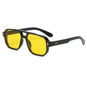 Retro Double Beam Sunnies Leopard Print Eyewear PC Unisex Polarized Sunglasses Square Frame Lightweight Anti-UV Glasses Men