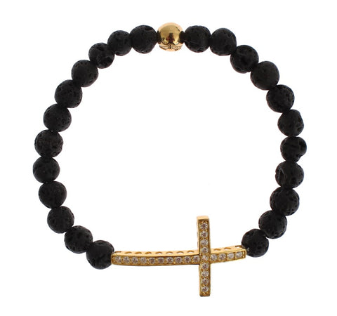 Nialaya Elegant Gold & Black Lava Stone Bracelet - Retail Flare