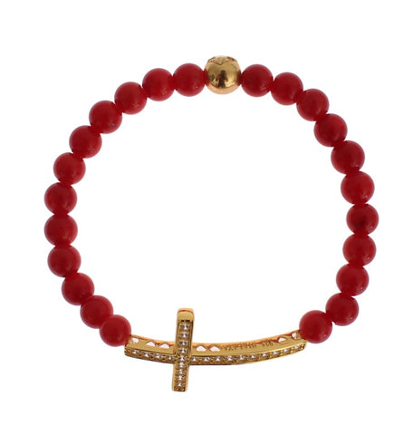 Nialaya Elegant Gold and Red Coral Beaded Bracelet - Retail Flare