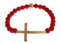 Nialaya Elegant Gold and Red Coral Beaded Bracelet - Retail Flare