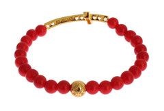 Nialaya Elegant Gold and Red Coral Beaded Bracelet - Retail Flare