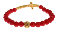 Nialaya Elegant Gold and Red Coral Beaded Bracelet - Retail Flare