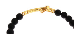 Nialaya Chic Matte Onyx Bead & CZ Diamond Cross Bracelet - Retail Flare