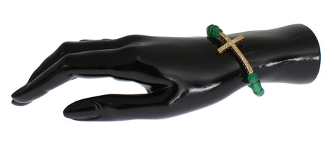 Nialaya Elegant Green Jade Bead & Gold Plated Bracelet - Retail Flare