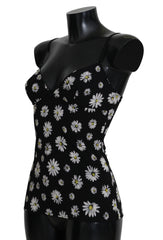 Dolce & Gabbana Elegant Black Daisy Floral Lace Chemise Dress - Retail Flare
