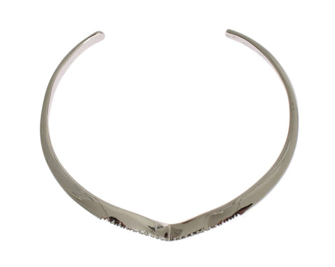 Nialaya Elegant Silver Bangle Cuff with Clear CZ Accents - Retail Flare