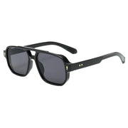 Retro Double Beam Sunnies Leopard Print Eyewear PC Unisex Polarized Sunglasses Square Frame Lightweight Anti-UV Glasses Men
