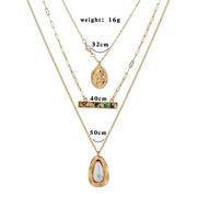 Abalone shell accessories simple multi - layer metal pendant necklace women