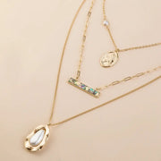 Abalone shell accessories simple multi - layer metal pendant necklace women