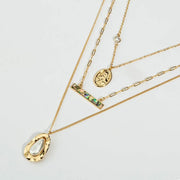 Abalone shell accessories simple multi - layer metal pendant necklace women