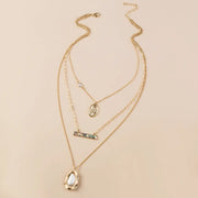Abalone shell accessories simple multi - layer metal pendant necklace women