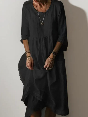 Carolien | Maxi Dress with Loose Round Neck - Retail Flare