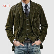 Corduroy Jacket Winter Solid Color Casual Blazer Fashion Warm Men Coat
