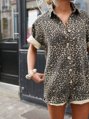 Ashley | Shirt Dress with Leopard Print