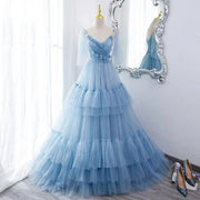 Fashion Personality Blue Evening Dress Girl